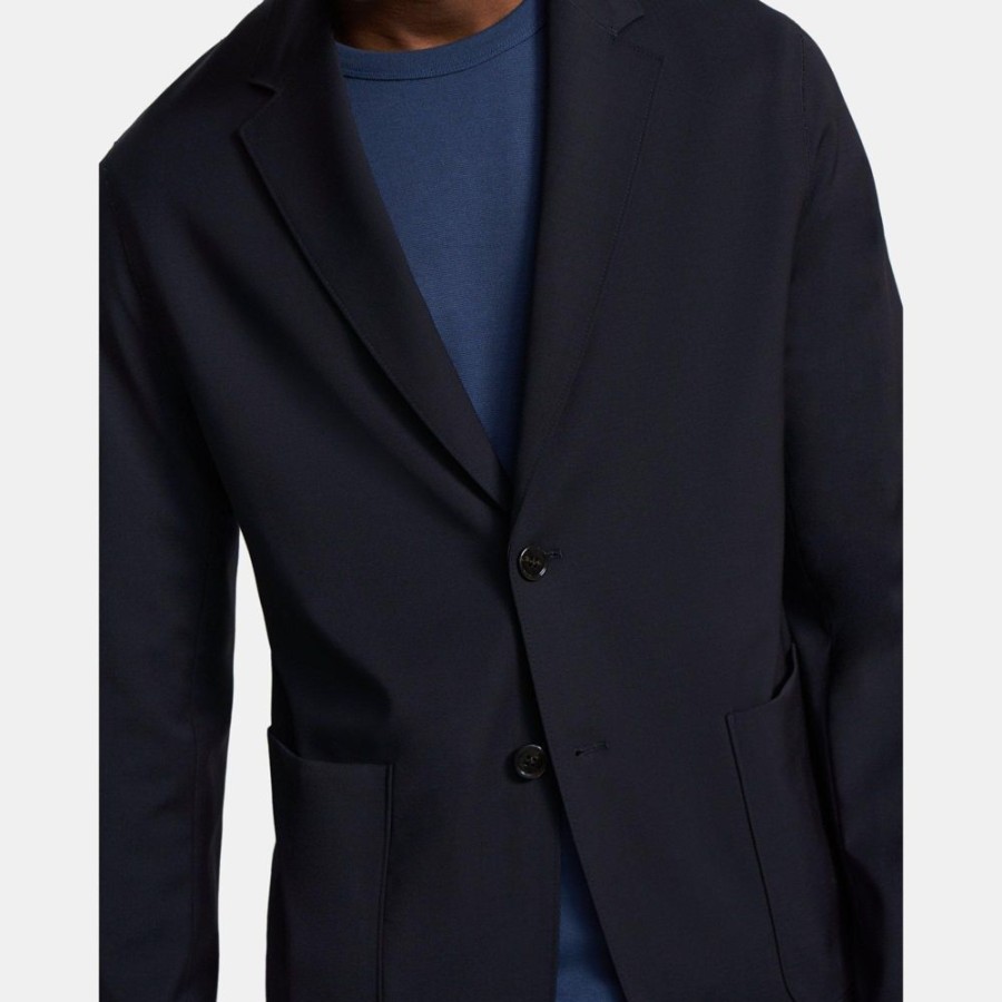 Men Theory Outlet | Unstructured Suit Jacket In Bonded Wool Twill Baltic/Grey Melange