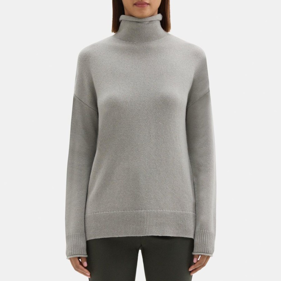 Women Theory Outlet | Slouchy Turtleneck Sweater In Cashmere Sage