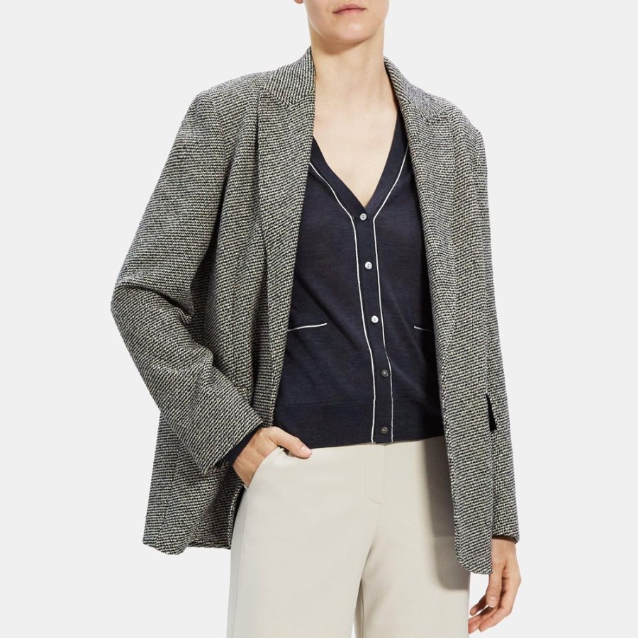 Women Theory Outlet | Relaxed Blazer In Stretch Tweed Cream Multi