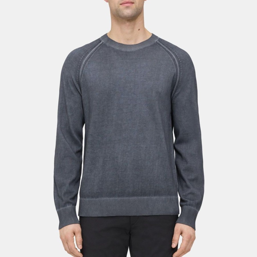 Men Theory Outlet | Crewneck Sweater In Cotton Black