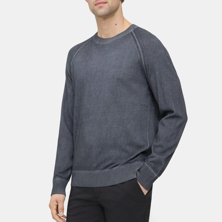 Men Theory Outlet | Crewneck Sweater In Cotton Black