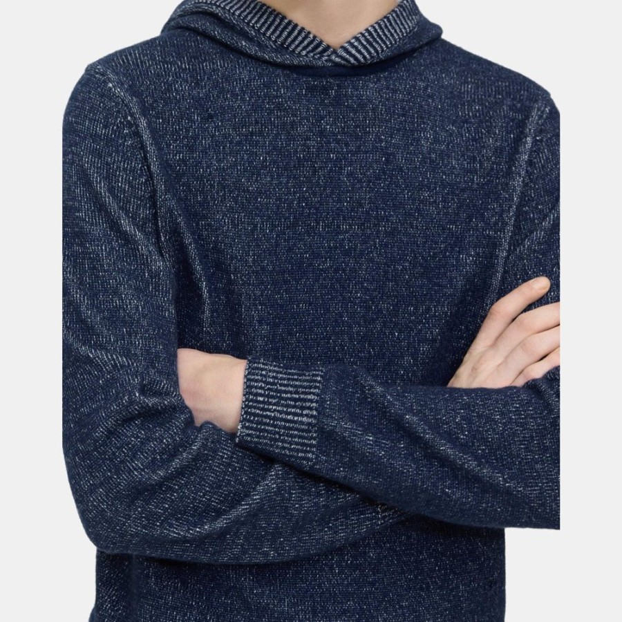 Men Theory Outlet | Hoodie In Wool-Cashmere Light Baltic/Stone White