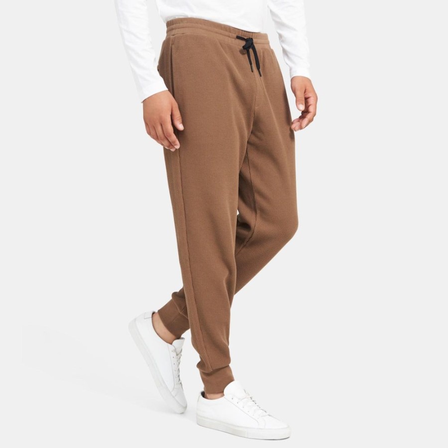 Men Theory Outlet | Essential Sweatpant In Waffle Knit Cotton Fawn