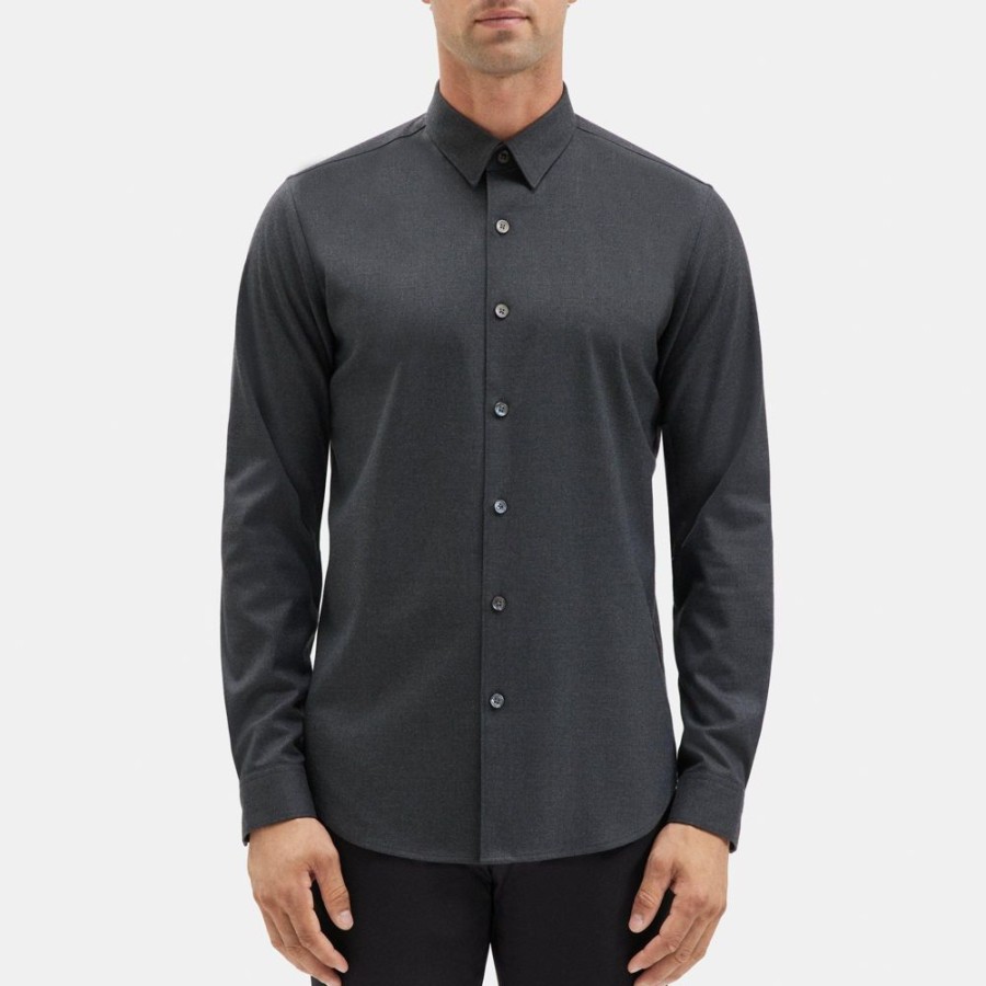 Men Theory Outlet | Long-Sleeve Shirt In Flannel Pestle Melange