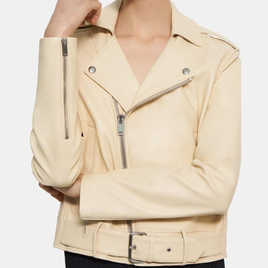 Women Theory Outlet | Casual Moto Jacket In Leather