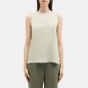 Women Theory Outlet | Straight Shell Top In Silk Georgette Flaxseed