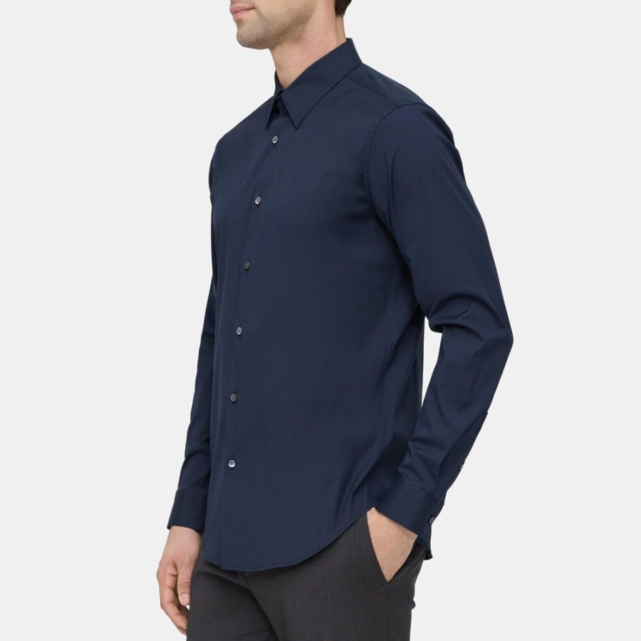 Men Theory Outlet | Tailored Shirt In Stretch Cotton Eclipse