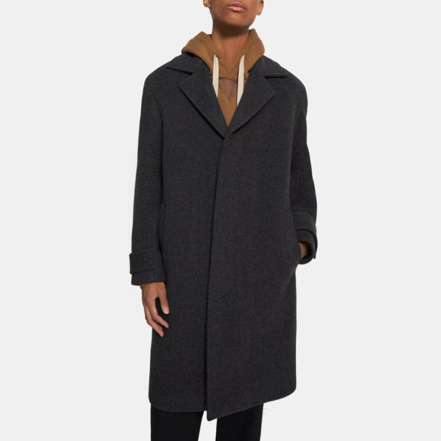 Men Theory Outlet | Recycled Wool Topcoat Charcoal