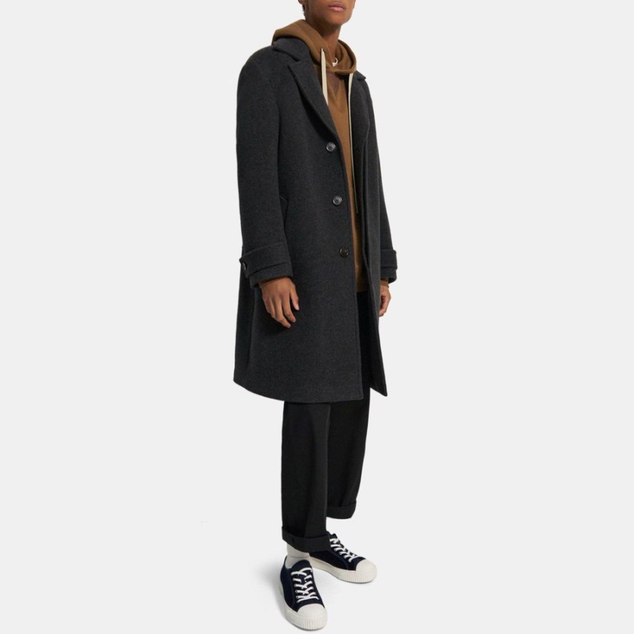 Men Theory Outlet | Recycled Wool Topcoat Charcoal