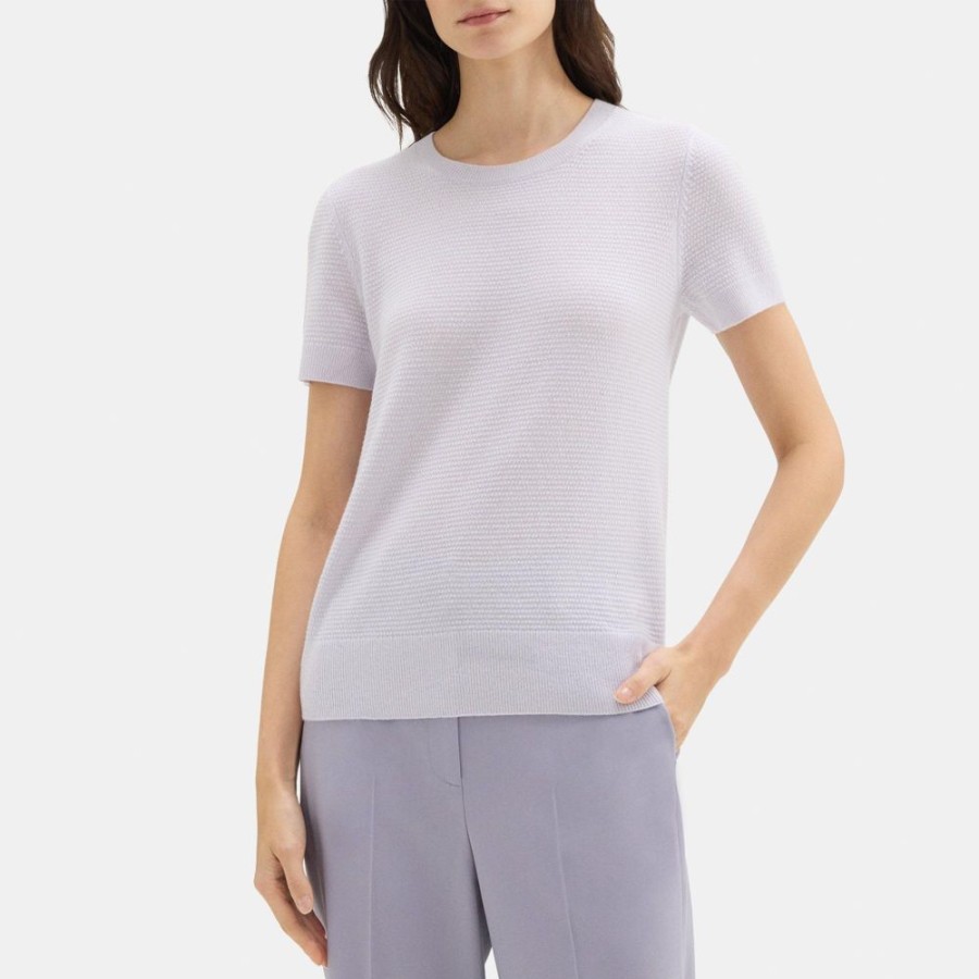 Women Theory Outlet | Short-Sleeve Sweater In Cashmere Silver