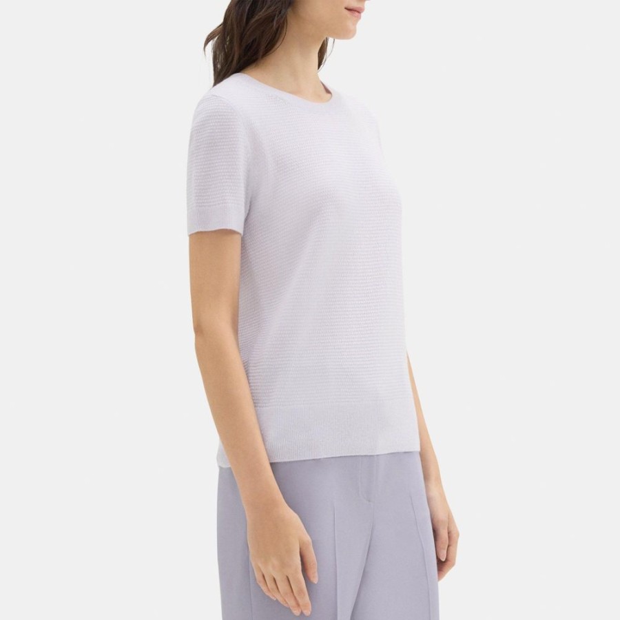 Women Theory Outlet | Short-Sleeve Sweater In Cashmere Silver