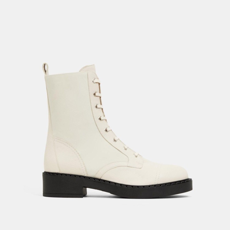 Women Theory Outlet | Laced Boot In Nylon Warm Stone