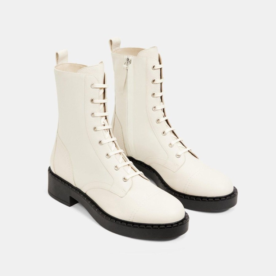 Women Theory Outlet | Laced Boot In Nylon Warm Stone