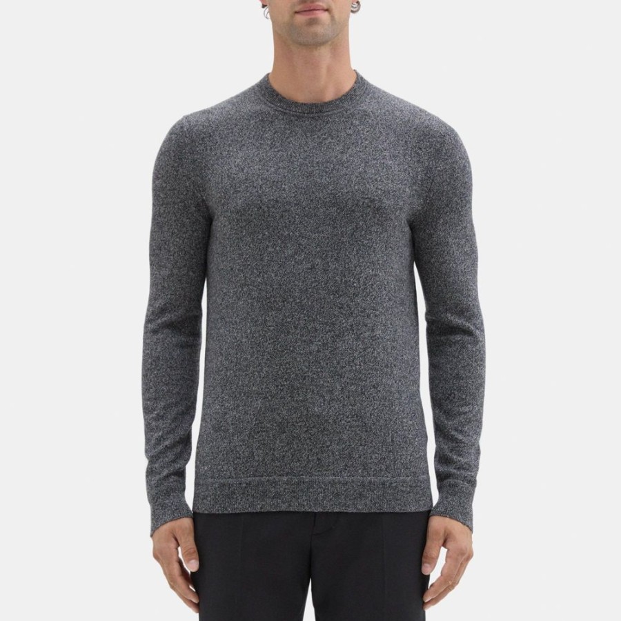 Men Theory Outlet | Crewneck Sweater In Cashmere Black Mouline