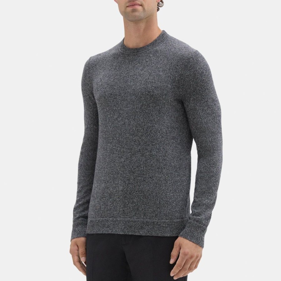 Men Theory Outlet | Crewneck Sweater In Cashmere Black Mouline