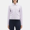 Women Theory Outlet | Short Zip Jacket In Double-Face Wool-Cashmere Light Orchid Melange