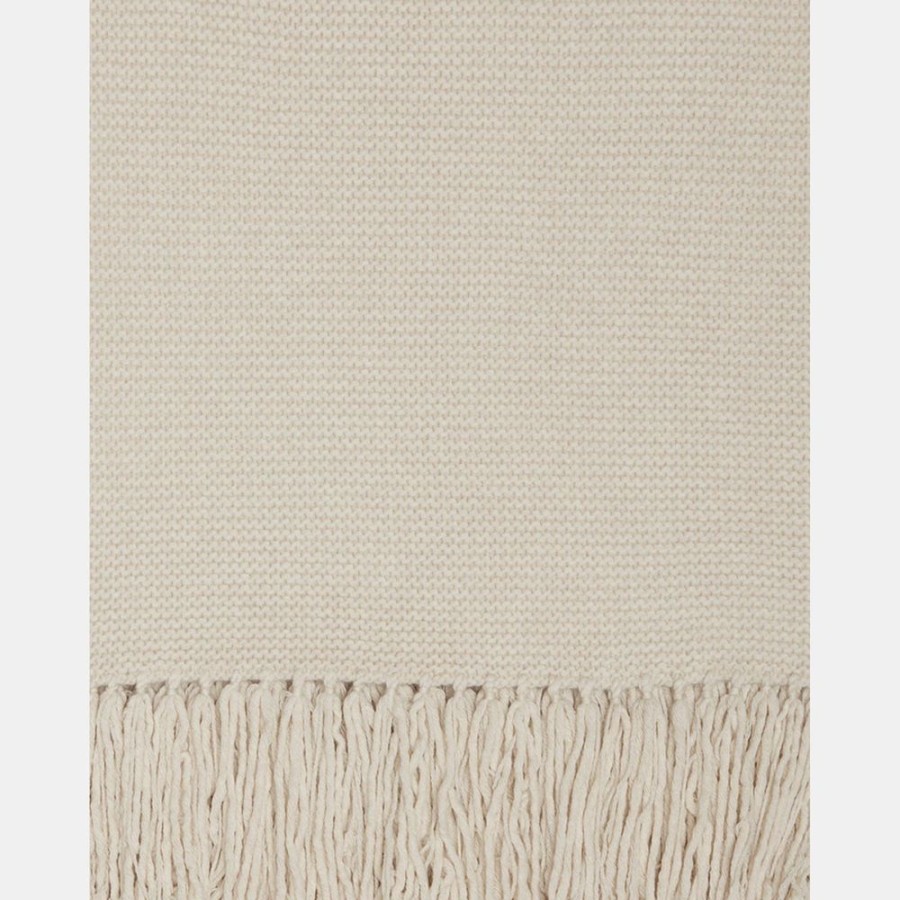 Women Theory Outlet | Fringe Blanket Scarf In Felted Wool-Cashmere Ecru Heather