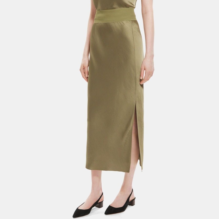 Women Theory Outlet | Maxi Pull-On Skirt In Silky Poly