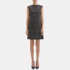 Women Theory Outlet | Cap-Sleeve Shift Dress In Stretch Wool Blend Black Multi