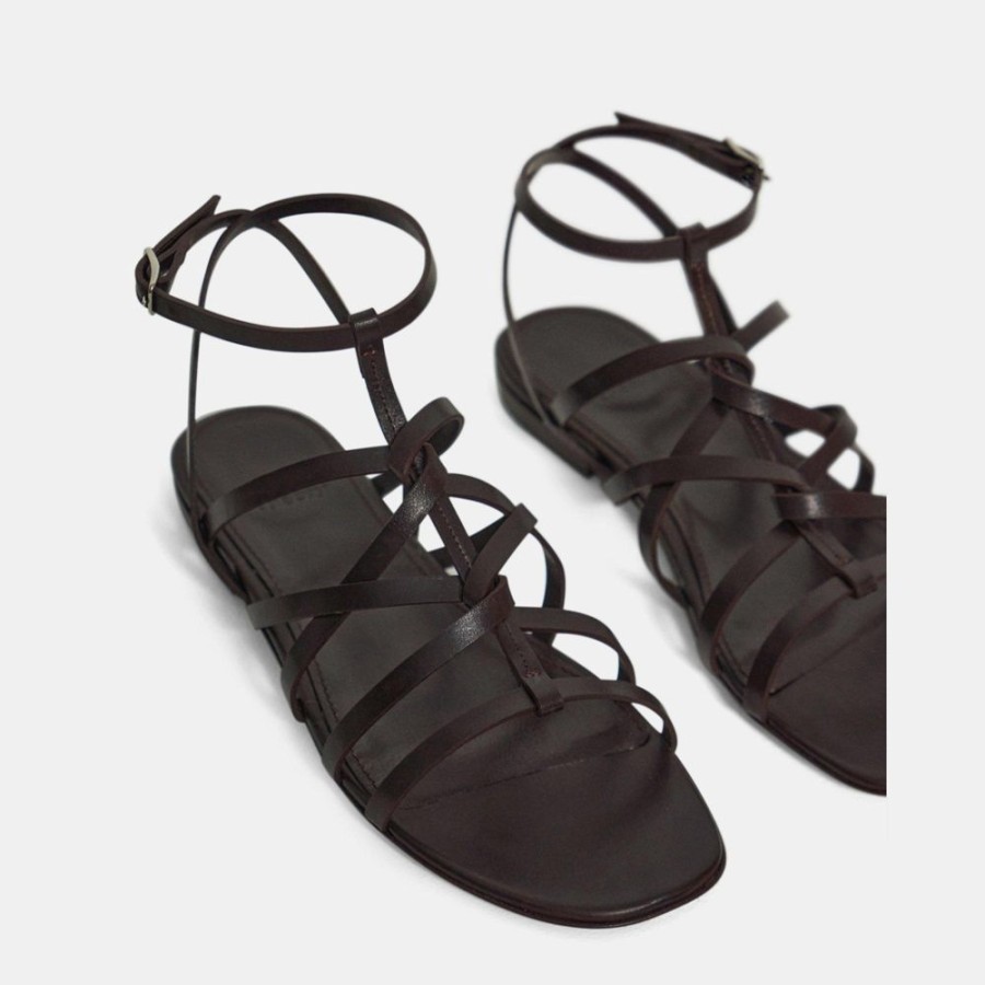 Women Theory Outlet | Strappy Sandal In Leather Dark Brown