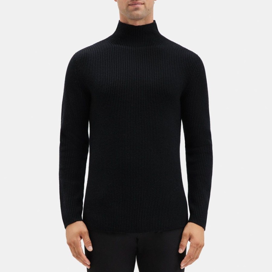 Men Theory Outlet | Ribbed Turtleneck In Wool-Cashmere Black