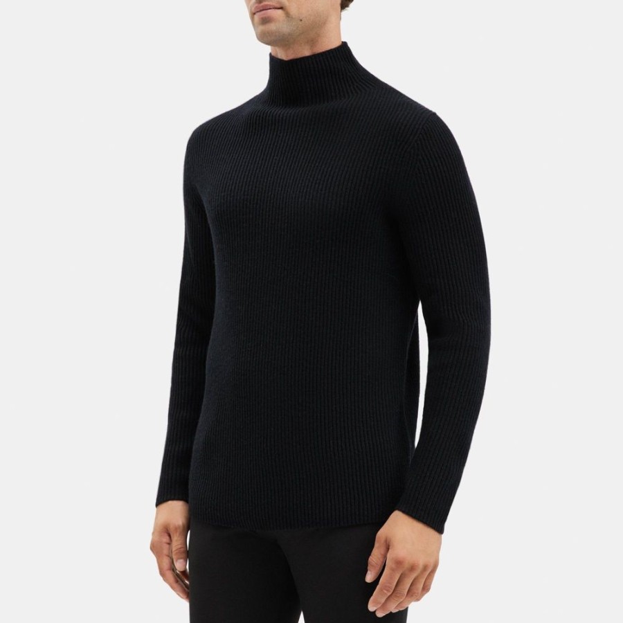 Men Theory Outlet | Ribbed Turtleneck In Wool-Cashmere Black