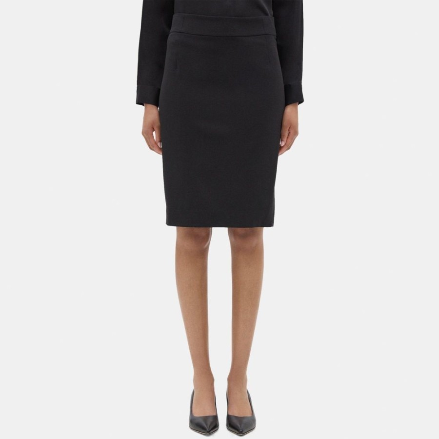 Women Theory Outlet | Pencil Skirt In Sevona Stretch Wool Black