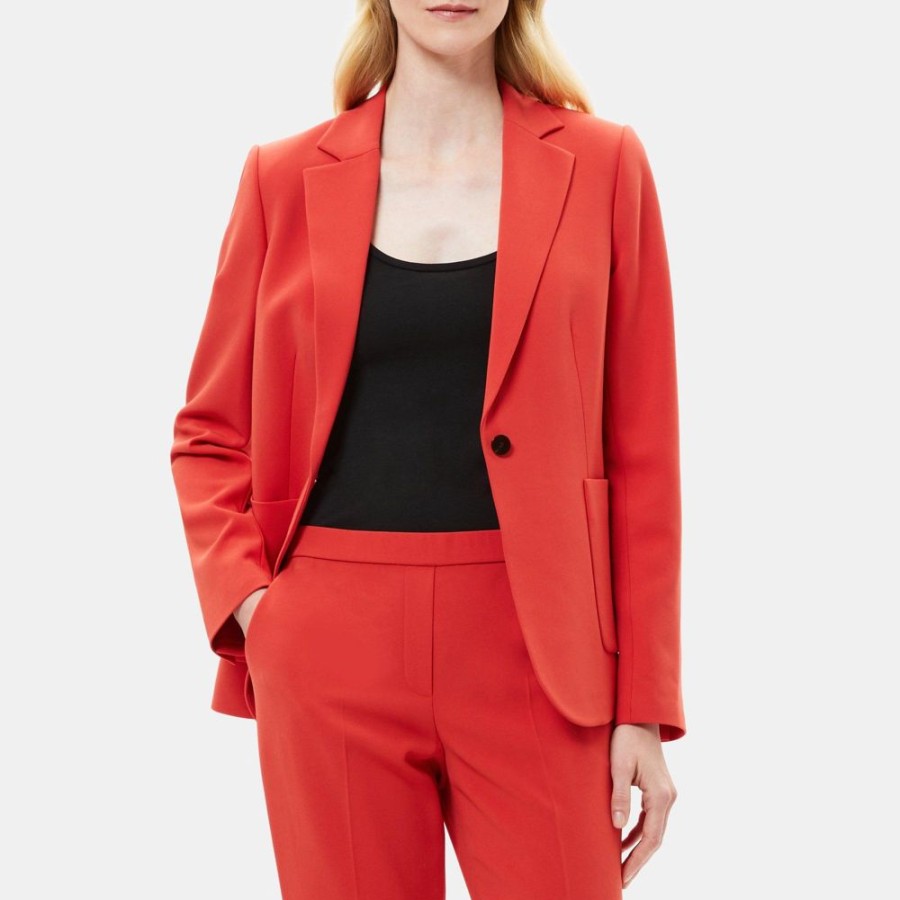 Women Theory Outlet | Fitted Blazer In Crepe Poppy