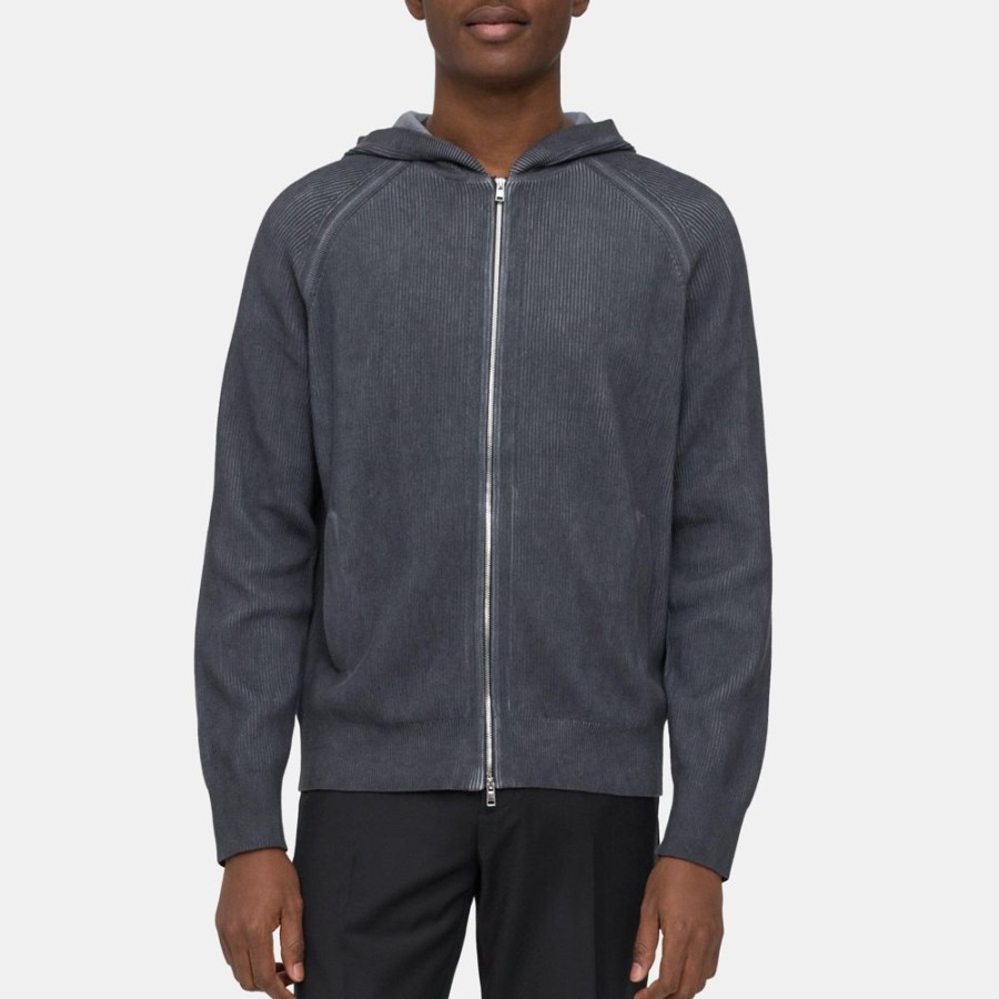 Men Theory Outlet | Zip-Up Hoodie In Cotton Black