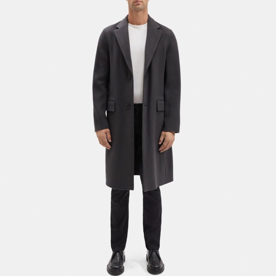 Men Theory Outlet | Topcoat In Recycled Wool-Cashmere Pestle