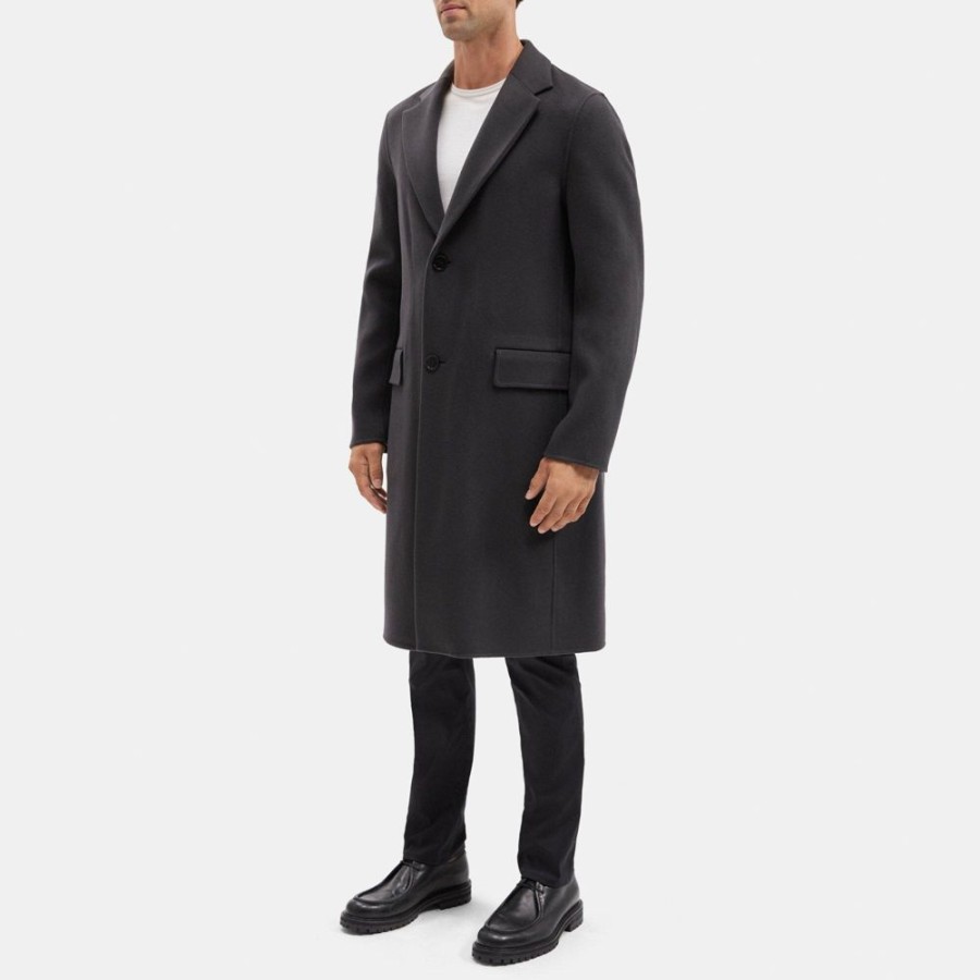 Men Theory Outlet | Topcoat In Recycled Wool-Cashmere Pestle