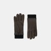 Men Theory Outlet | Ribbed Cuff Gloves In Leather Dark Brown