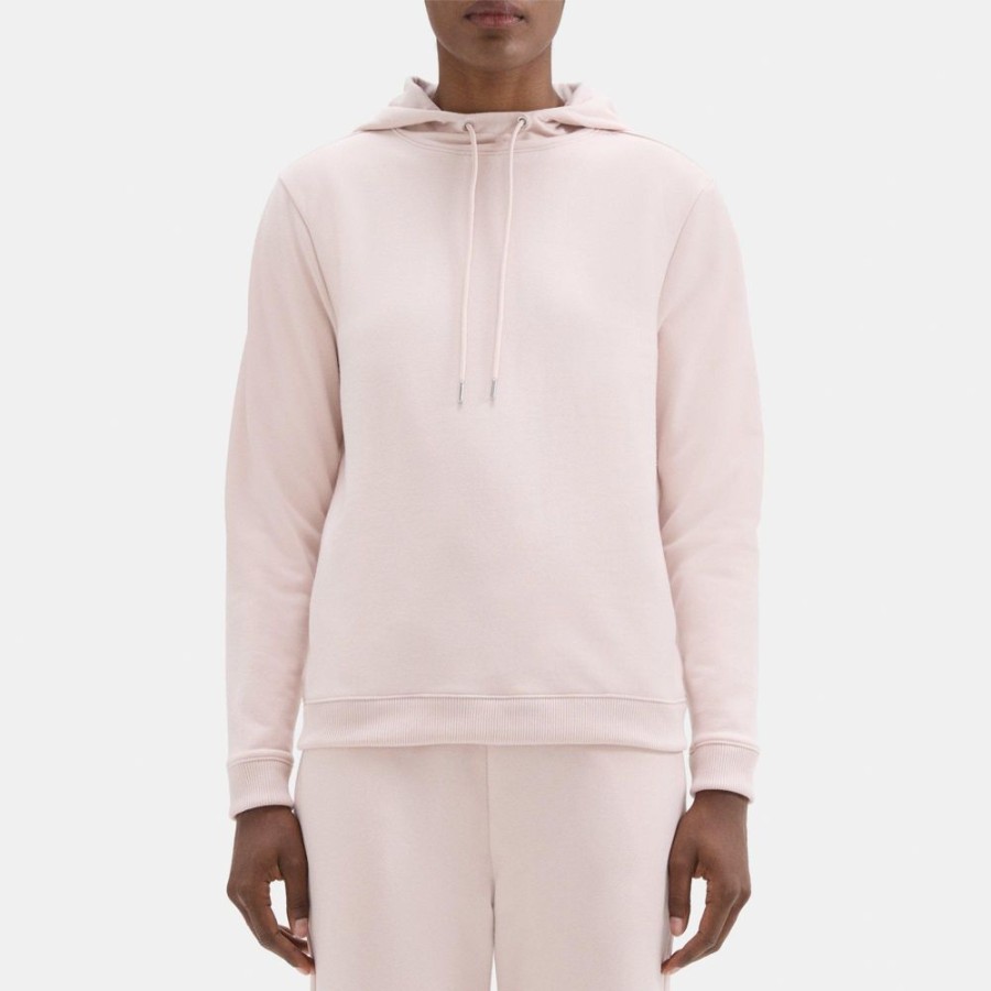 Women Theory Outlet | Mock Neck Hoodie In Cloud Fleece Dried Petal