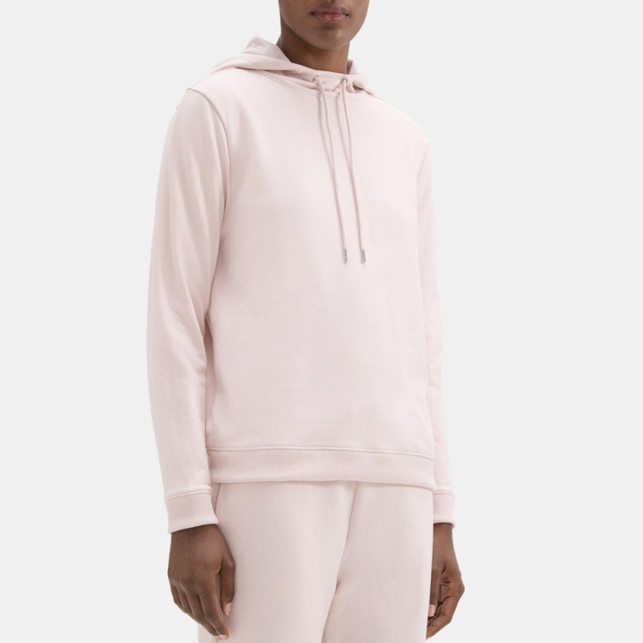 Women Theory Outlet | Mock Neck Hoodie In Cloud Fleece Dried Petal