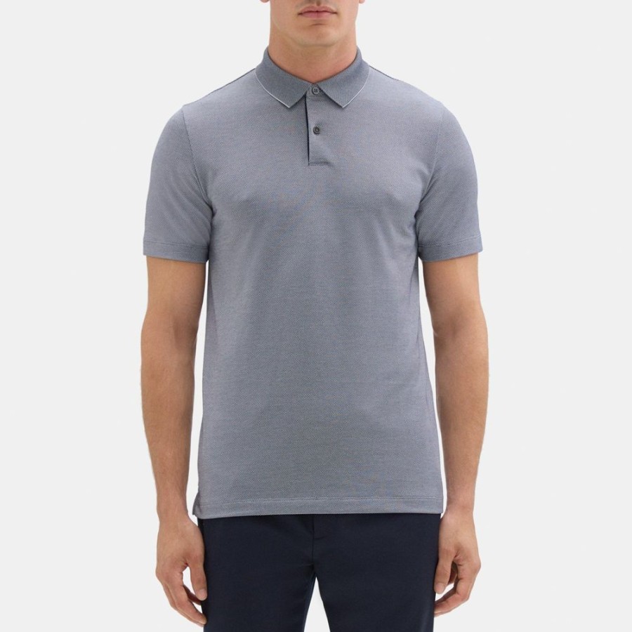 Men Theory Outlet | Standard Polo In Knit Jacquard Eclipse/Olympic