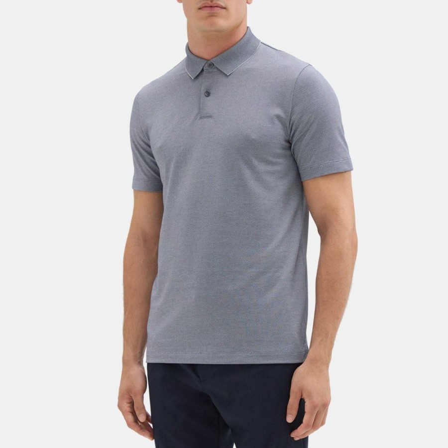 Men Theory Outlet | Standard Polo In Knit Jacquard Eclipse/Olympic