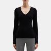 Women Theory Outlet | Flared Sleeve Sweater In Fine Merino Wool Black