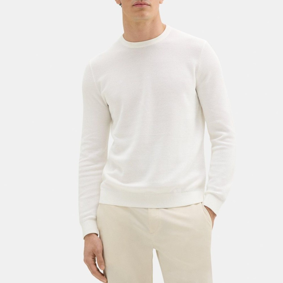 Men Theory Outlet | Crewneck Sweater In Organic Cotton Ivory