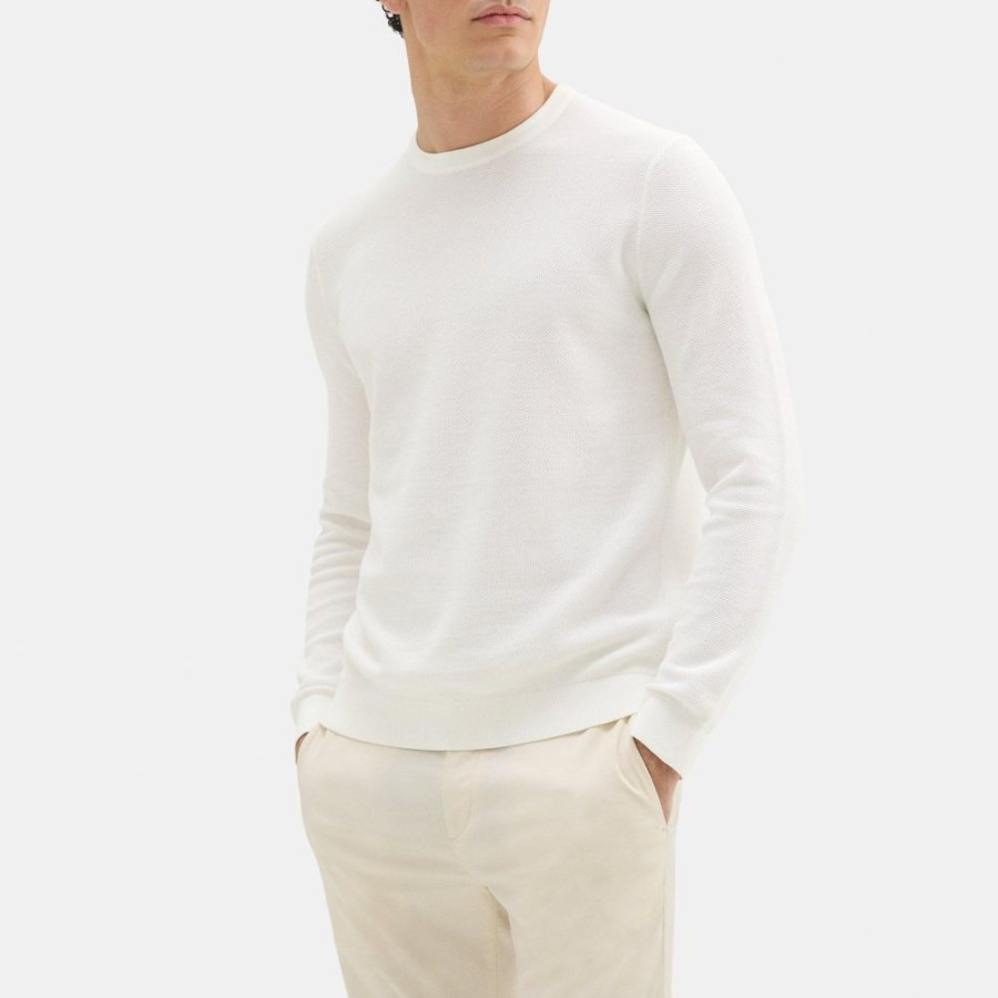 Men Theory Outlet | Crewneck Sweater In Organic Cotton Ivory