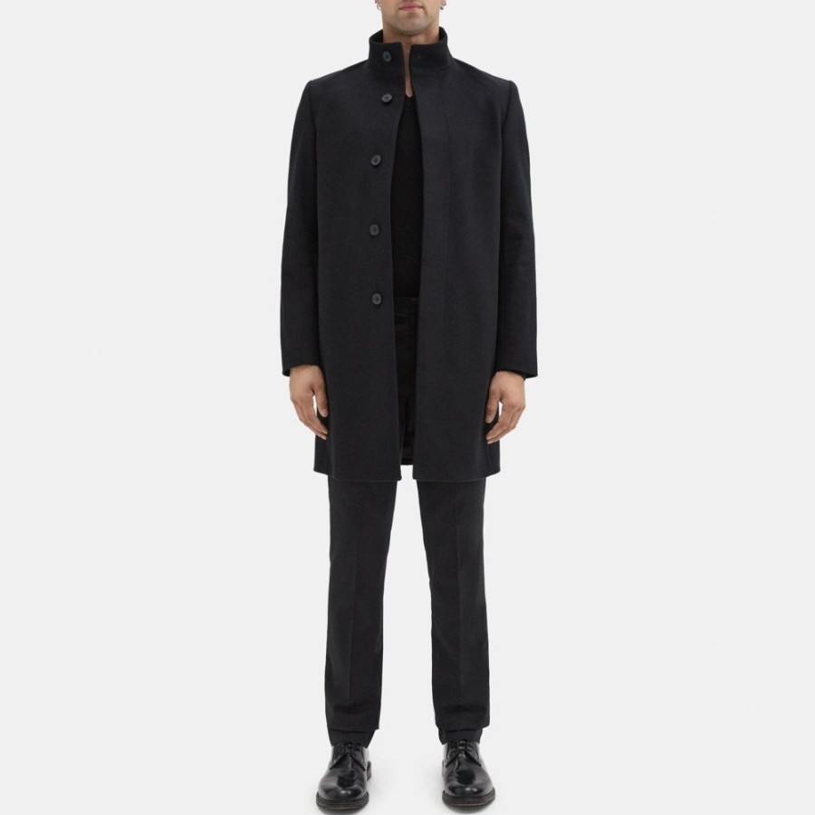 Men Theory Outlet | Single-Breasted Coat In Wool Melton Black