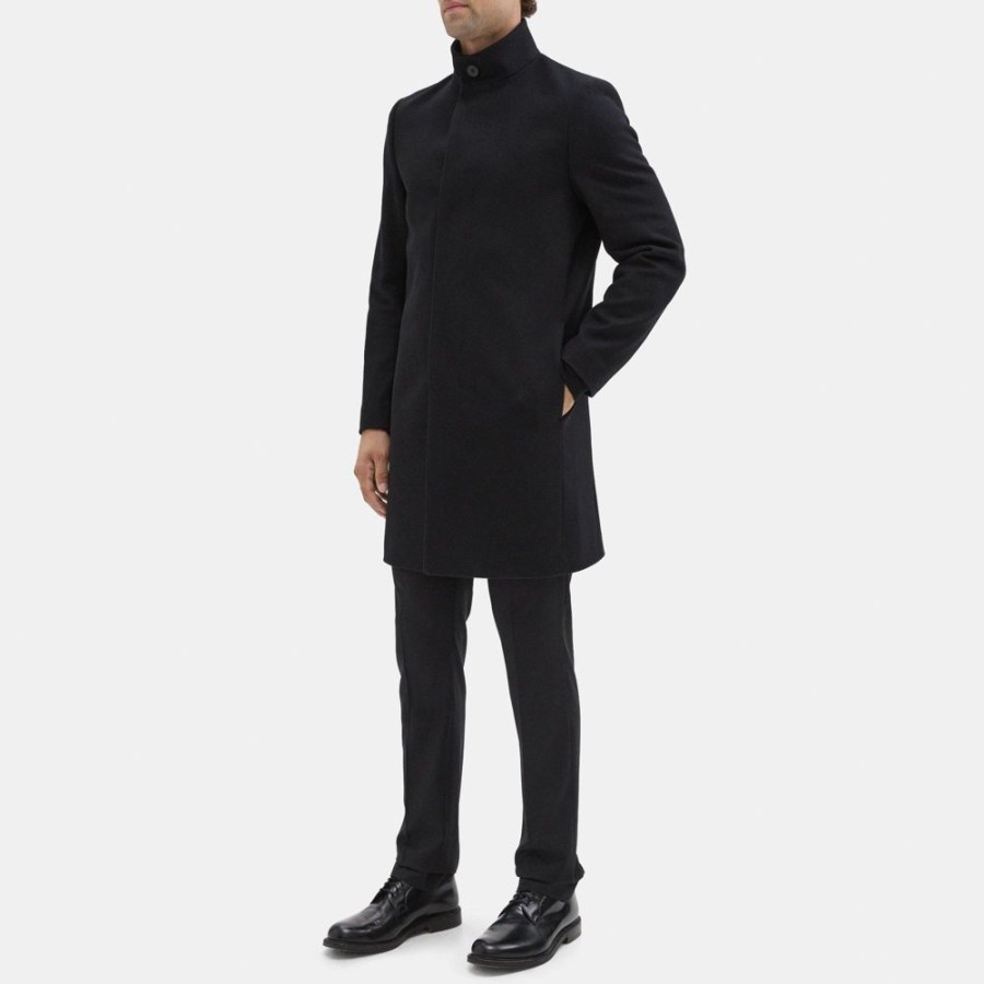 Men Theory Outlet | Single-Breasted Coat In Wool Melton Black