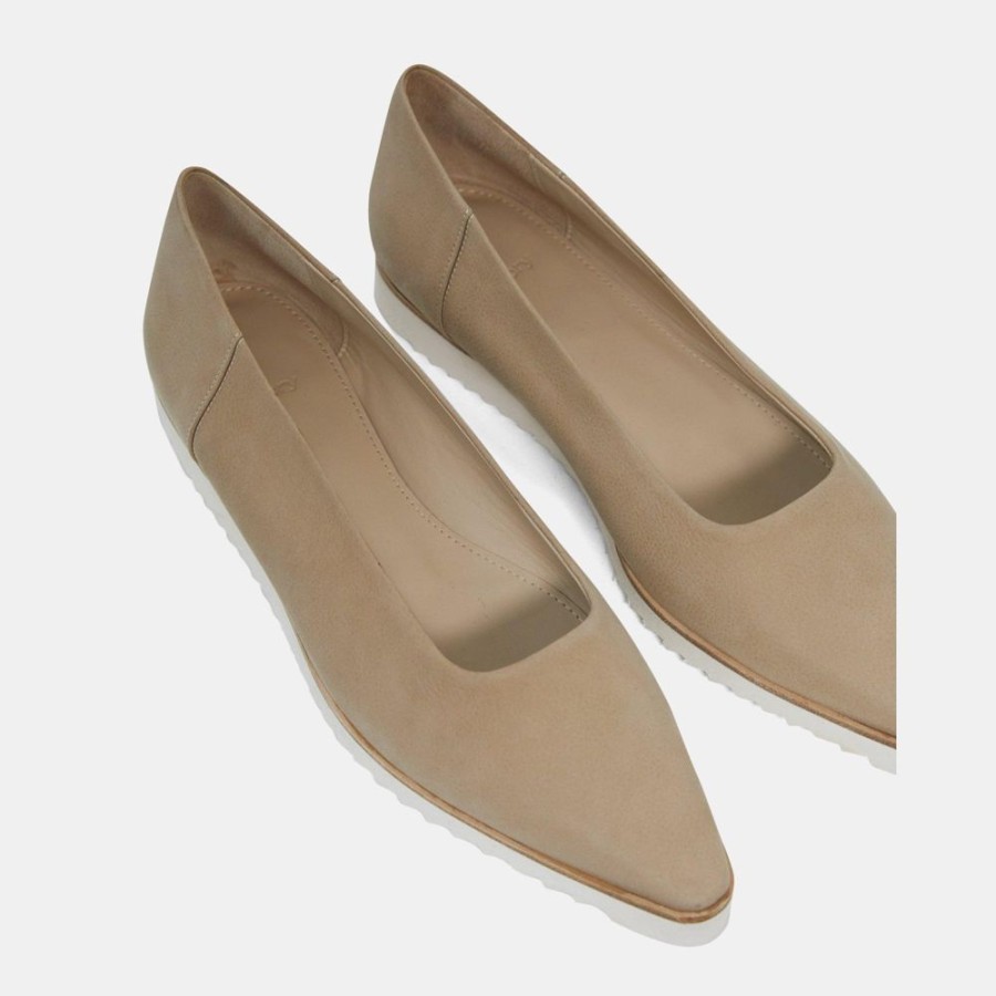 Women Theory Outlet | Sport Flat In Leather Oat