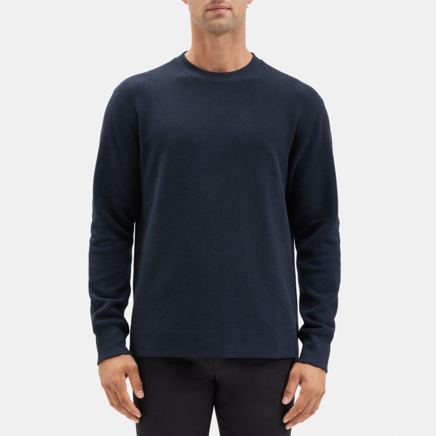 Men Theory Outlet | Crewneck Sweatshirt In Organic Cotton Baltic