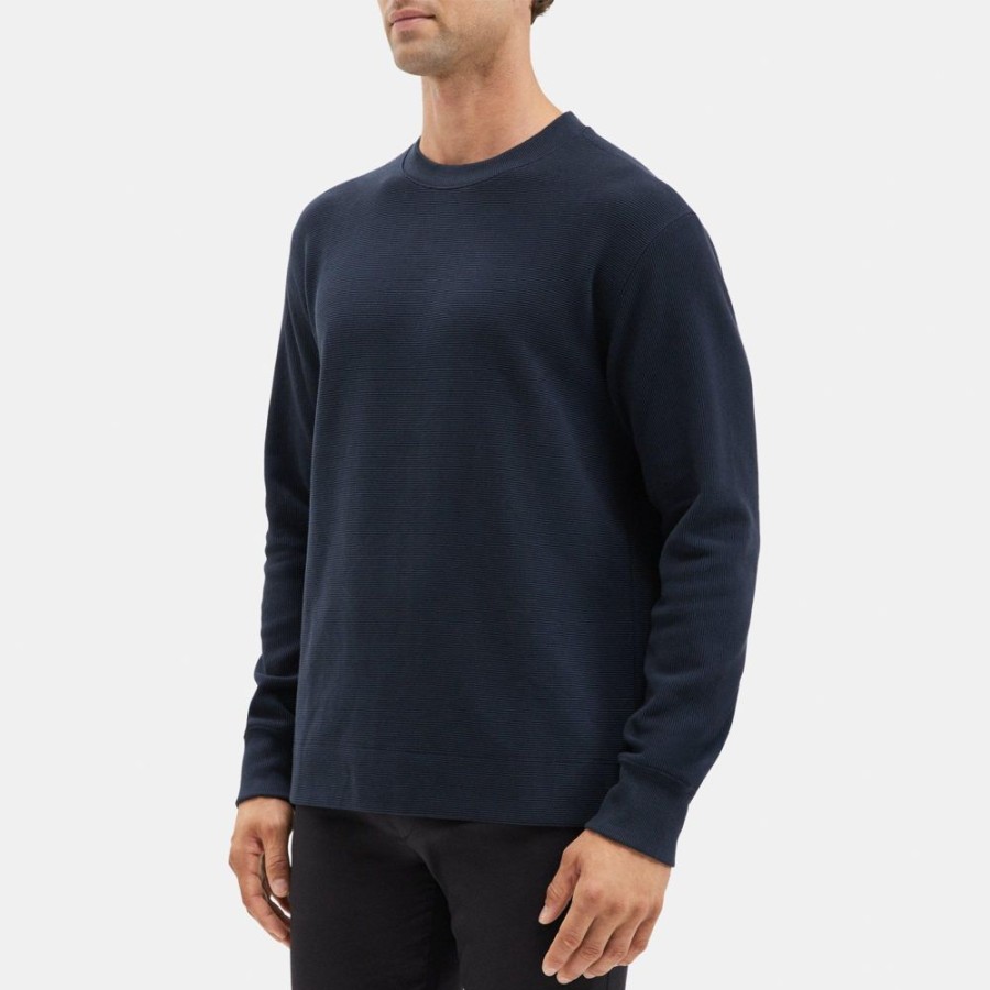 Men Theory Outlet | Crewneck Sweatshirt In Organic Cotton Baltic