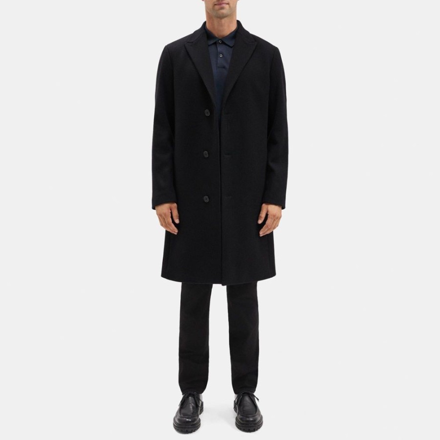 Men Theory Outlet | Tailored Coat In Wool-Blend Twill Black