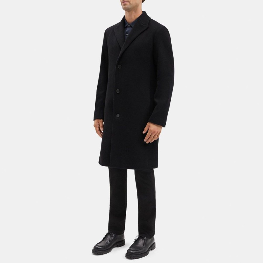 Men Theory Outlet | Tailored Coat In Wool-Blend Twill Black