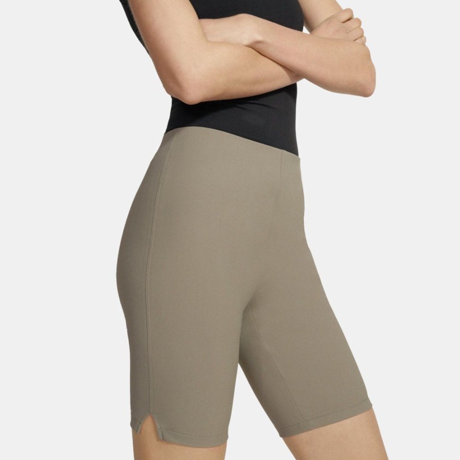 Women Theory Outlet | Biker Short In Performance Knit Moss