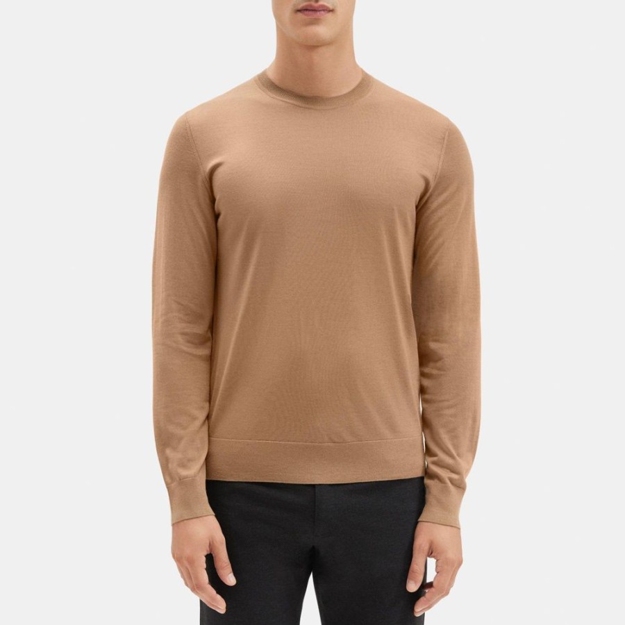 Men Theory Outlet | Crewneck Sweater In Merino Wool Elk