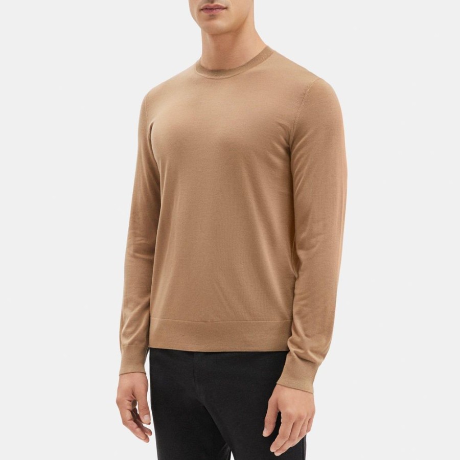 Men Theory Outlet | Crewneck Sweater In Merino Wool Elk