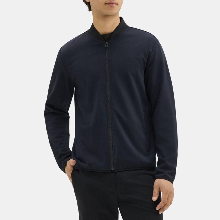 Men Theory Outlet | Bomber Jacket In Stretch Jersey Black